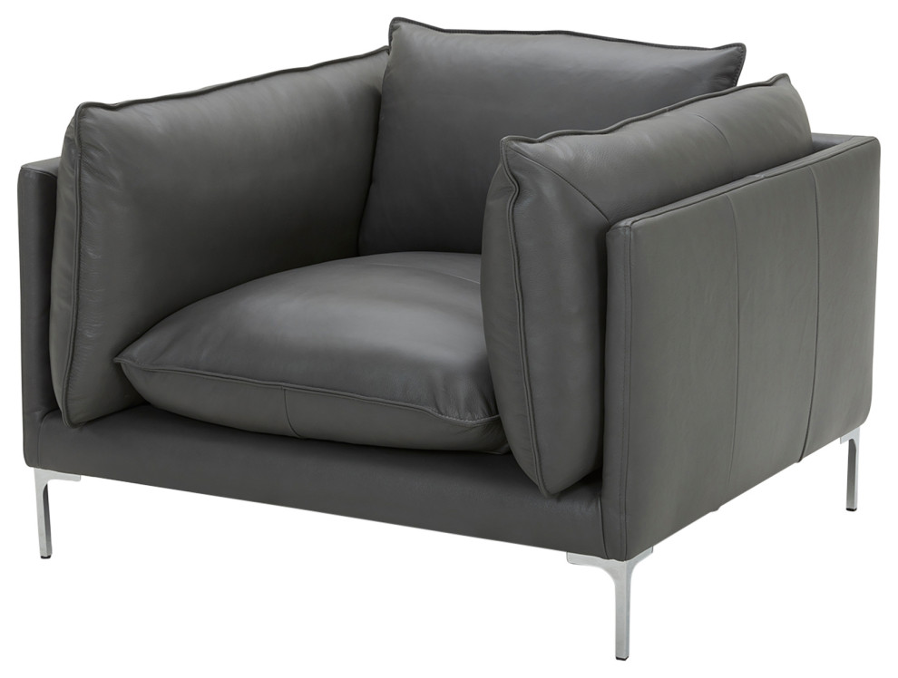 Divani Casa Harvest Modern Gray Full Leather Chair   Contemporary   Armchairs And Accent Chairs   by Vig Furniture Inc.  Houzz