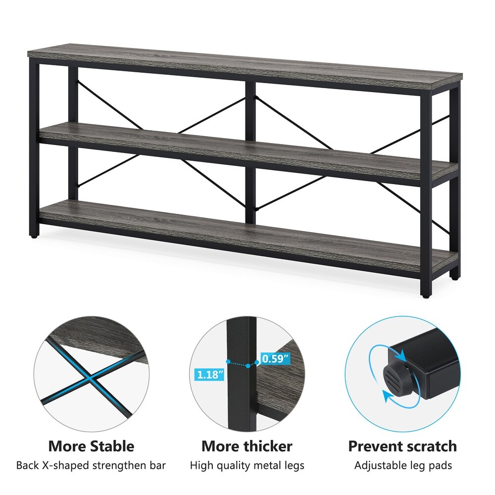 Extra Long Console Sofa Table with Metal Frame for Entrance  3 Tiers TV Stand