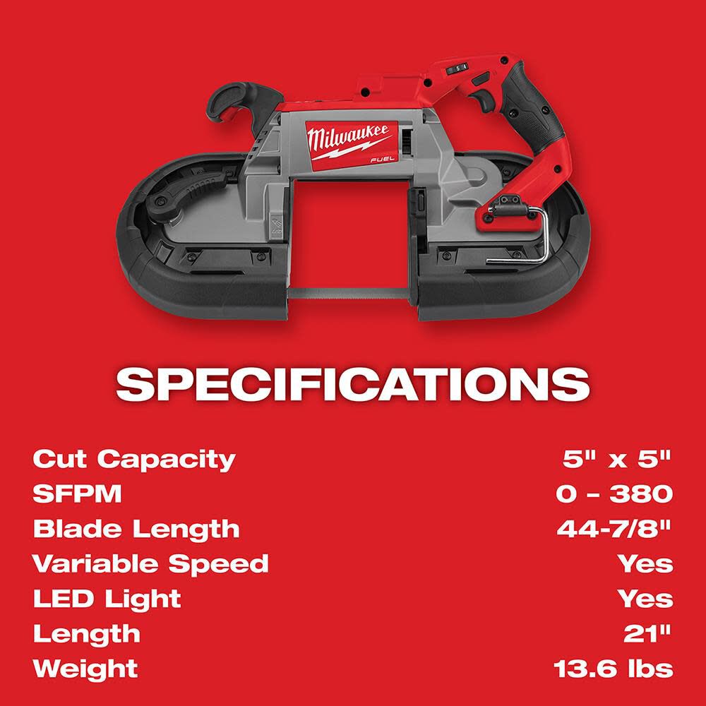 Milwaukee M18 FUEL Deep Cut Dual-Trigger Band Saw 2729S-20 from Milwaukee