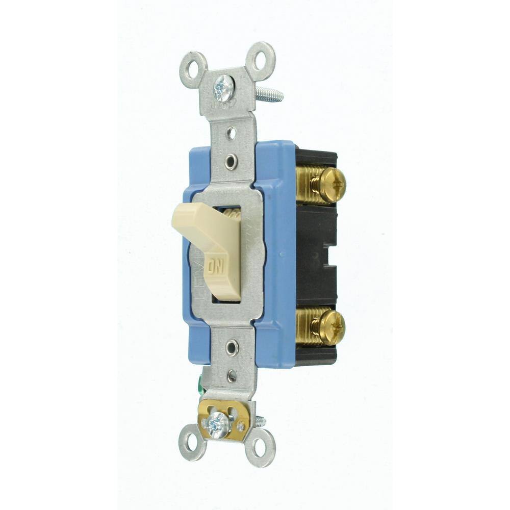 Leviton 15 Amp Industrial Grade Heavy Duty Single Pole Toggle Switch Ivory 1201-2I