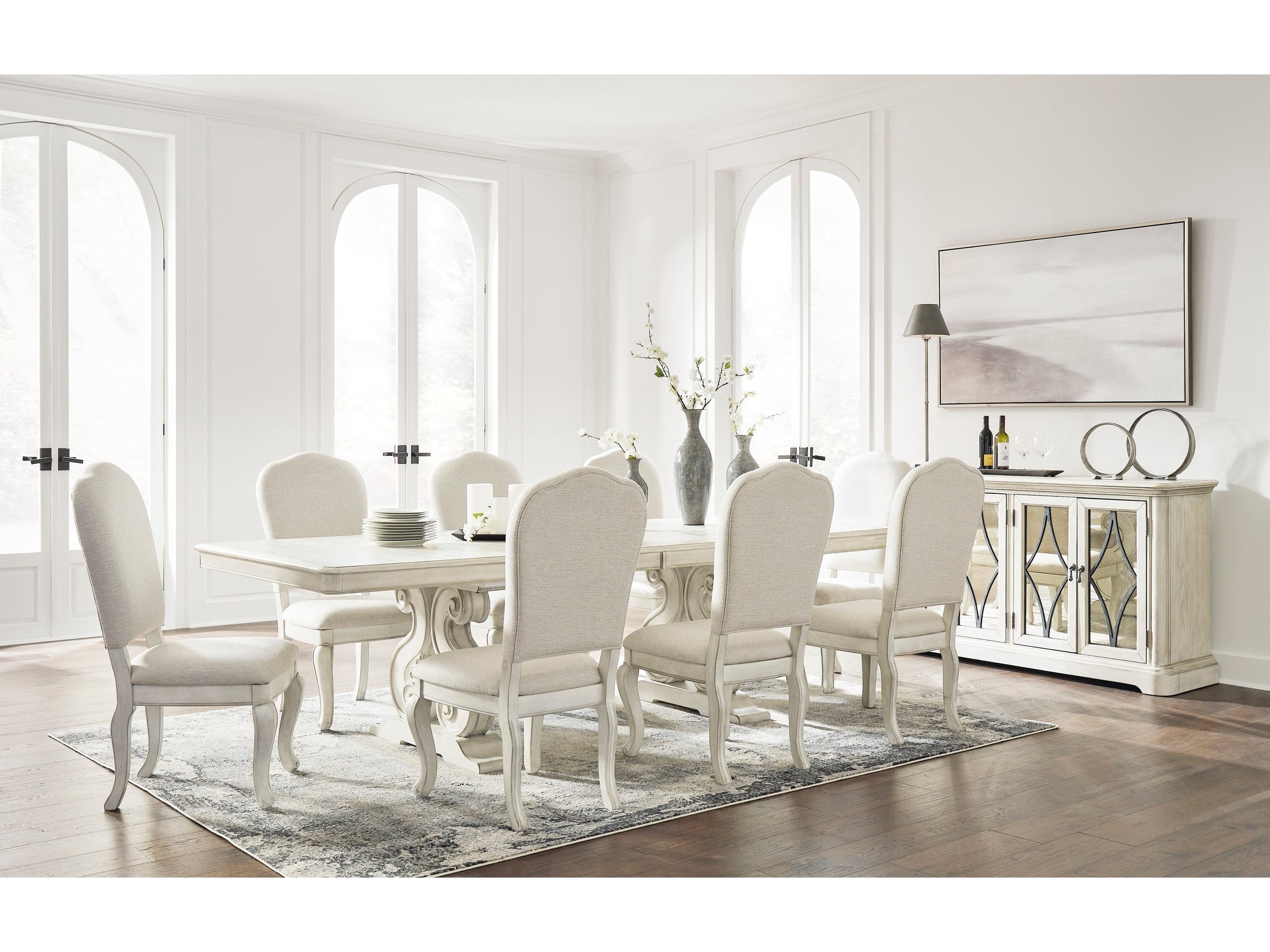 (Online Special Price) Arlendyne Antique White Dining Room Set / 9pc