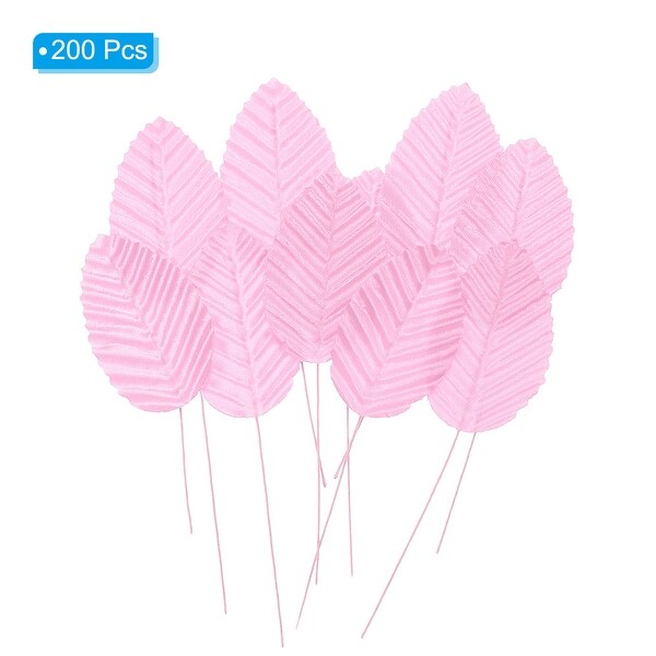 200Pcs Artificial Silk Leaf Fake Leaves Fake Rose Wire Crafts Leaves