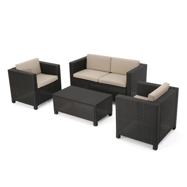 Puerta Outdoor 4piece Chat Set with Cover by Christopher Knight Home