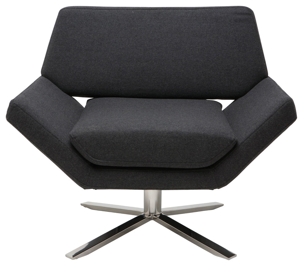 Nuevo Sly Upholstered Swivel Accent Chair in Dark Gray   Midcentury   Armchairs And Accent Chairs   by Kolibri Decor  Houzz