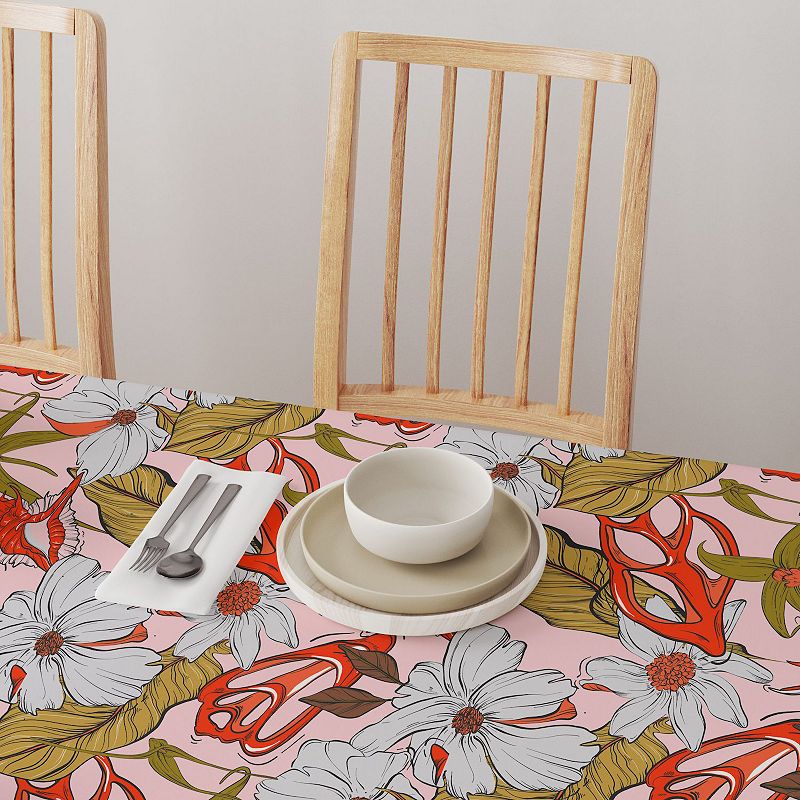 Rectangular Tablecloth， 100% Cotton， 52x84， Floral 228