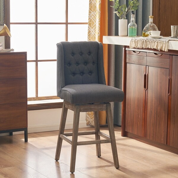 Solid Wood Legs Backrest Pull Point Trapezoidal Bar Stool - N/A