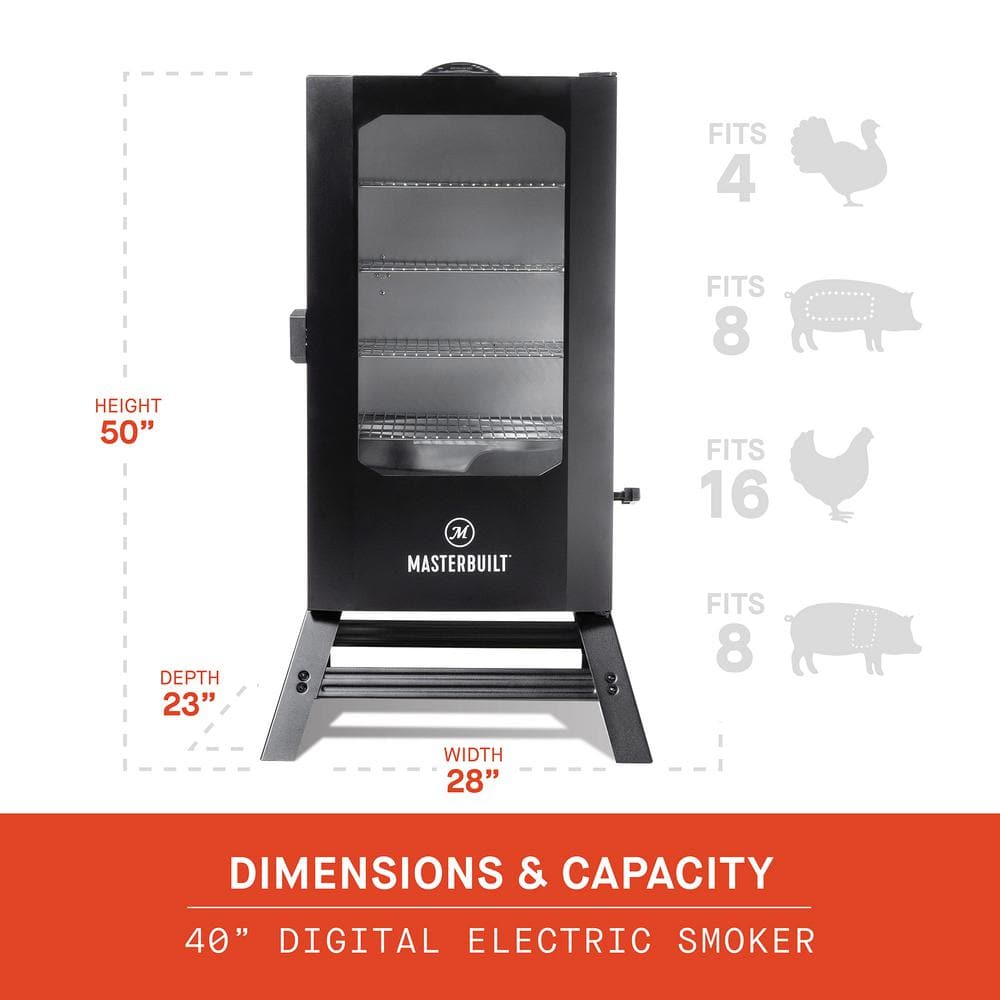 Masterbuilt 40 in. Digital Electric Smoker with Window and Legs in Black MB20070122