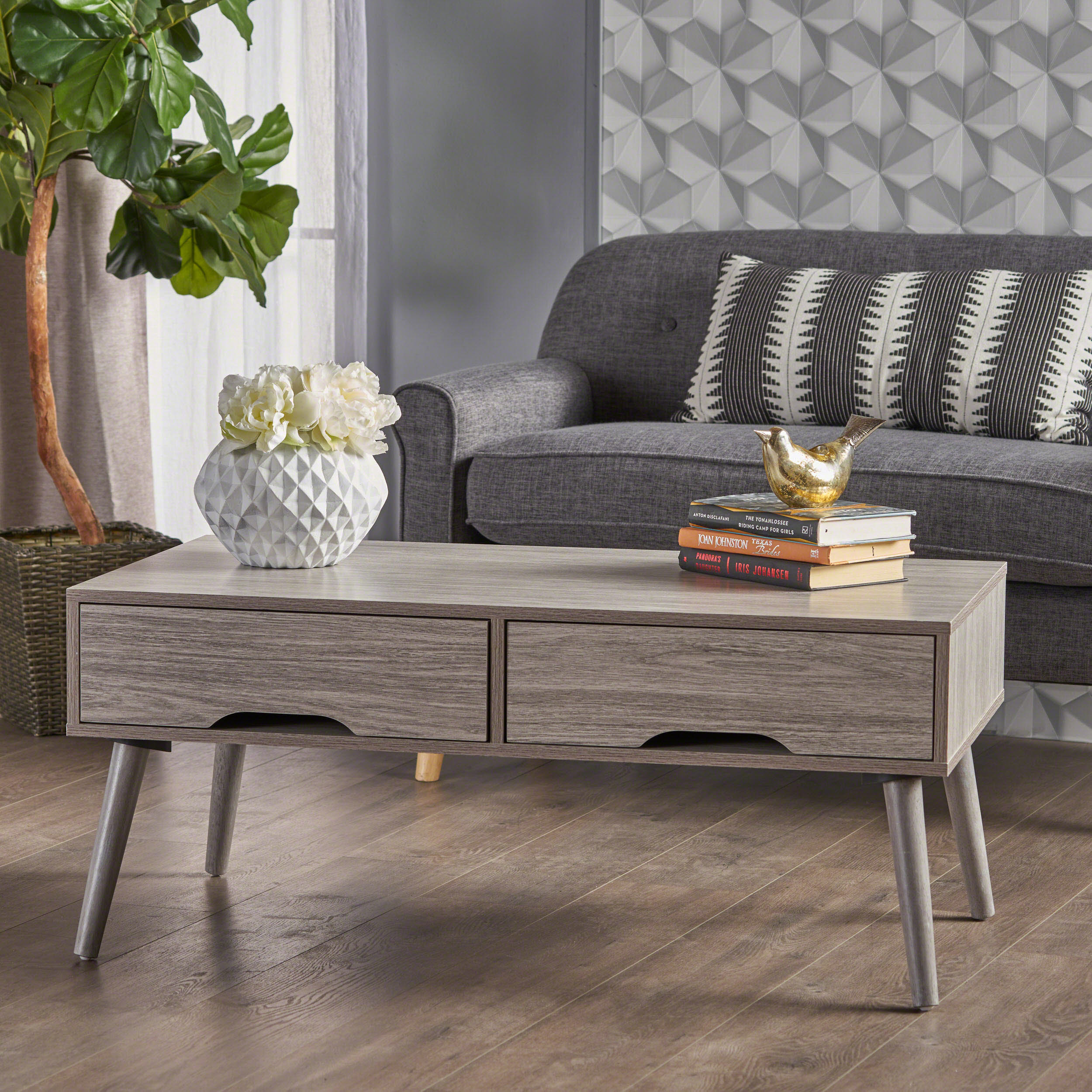 Naomi Mid Century Modern Finished Fiberboard Coffee Table