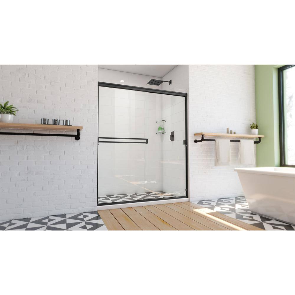 DreamLine Alliance Pro BG 60 in. W x 70.375 in. H Sliding Semi Frameless Shower Door in Satin Black with Clear Glass SDAB60A700VXX09