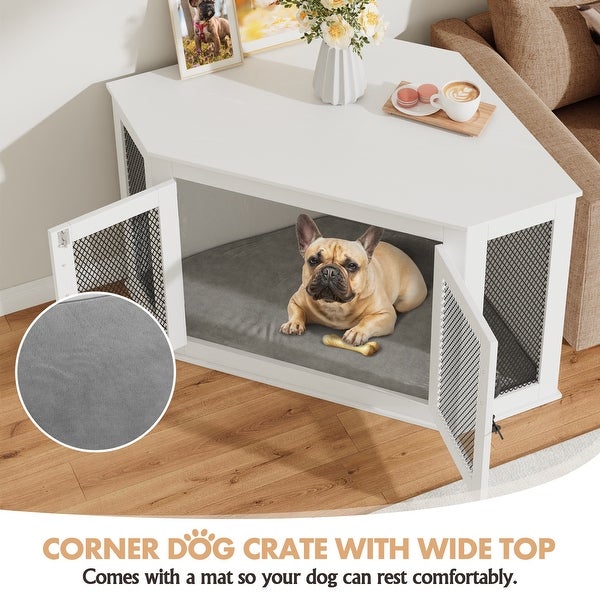 Corner Dog Crate Dog Kennel with Cushion Indoor Dog Crate Cage