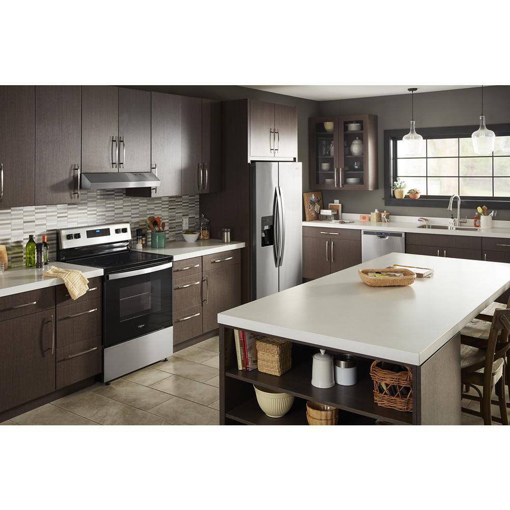 Whirlpool 30 in. 5.3 cu. ft. 4-Burner Electric Range in Stainless Steel with Storage Drawer WFE320M0JS