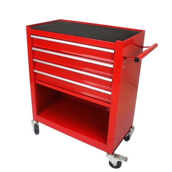 4 Drawers Multifunctional Red Tool Cart With Wheel...