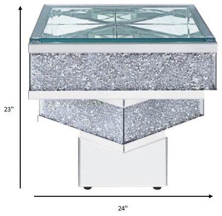 Contempo Glass And Bling End Table   Contemporary   Side Tables And End Tables   by HomeRoots  Houzz