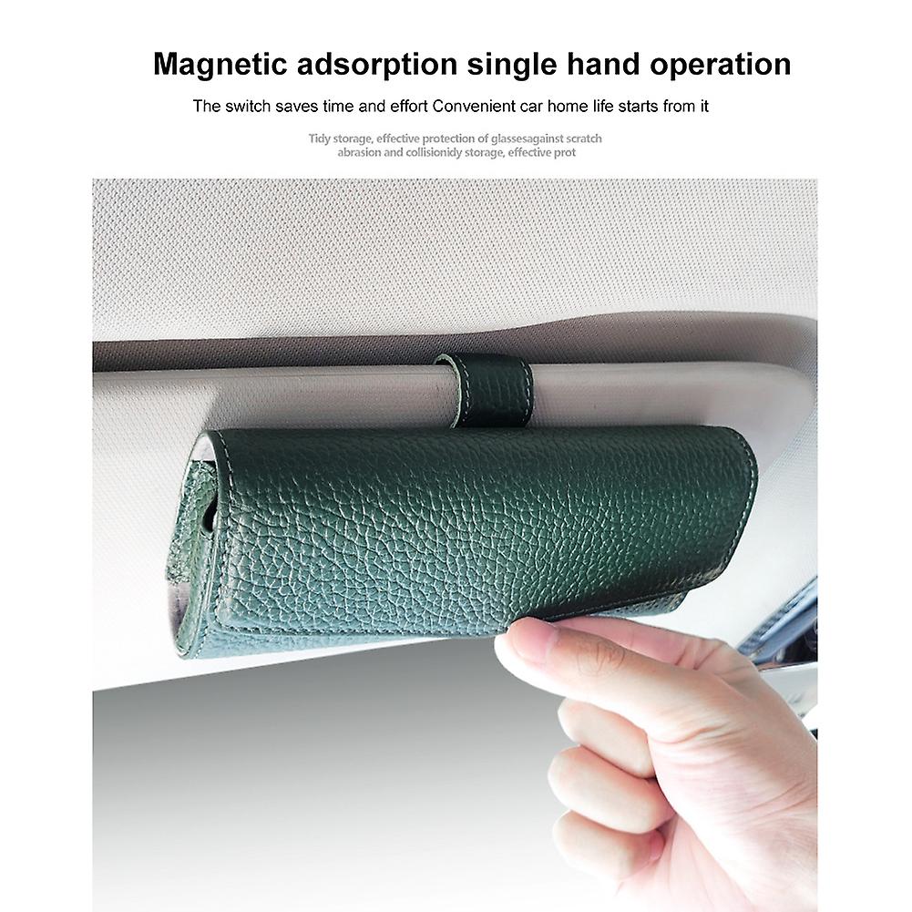 Car Sun Visor Glasses Case Magnetic Sunglasses Clip Storage Box Protector Pouch For Car Suv Truck Grey