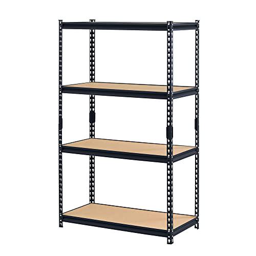 Edsal Adjustable 4 Shelf Steel Storage Organization Unit， Black (2 Pack)