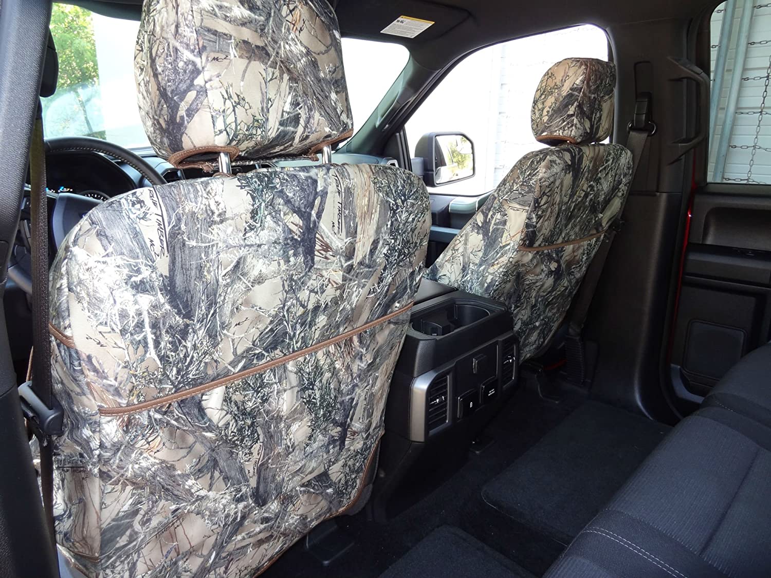 F511 2015-2022 Ford F150-550 XL/XLT/Lariat Front Buckets， Adjustable HR， Manual OR Electric Seats in MC2C Camouflage Endura