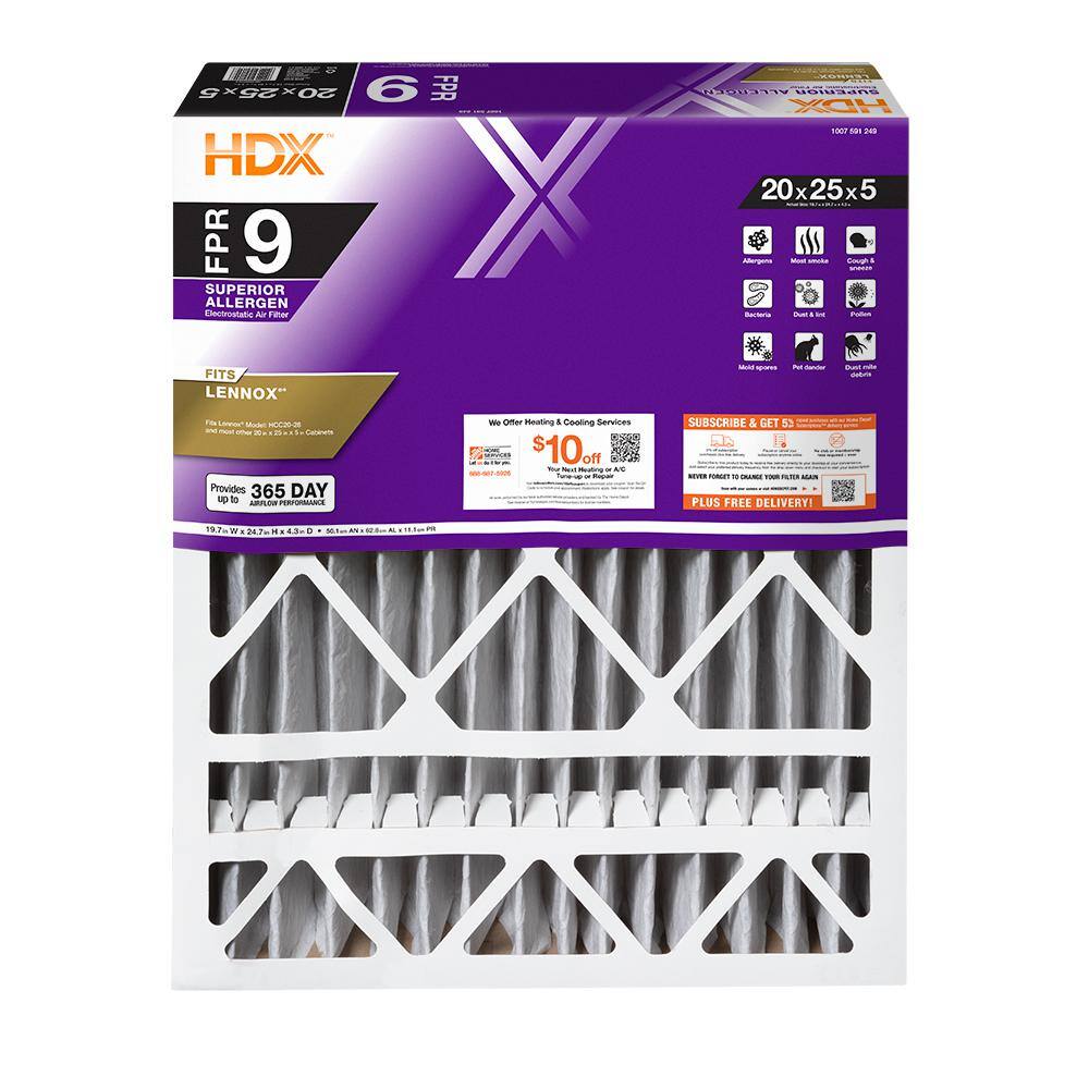 HDX 20 in. x 25 in. x 5 in. Lennox Replacement Pleated Air Filter FPR 9 HDX-LN202513C-2