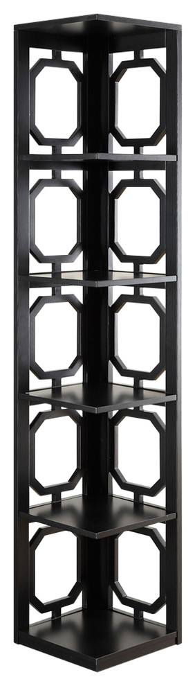 Scranton  ampCo Five Shelf Modern Wood Corner Bookcase in Black   Contemporary   Bookcases   by Homesquare  Houzz