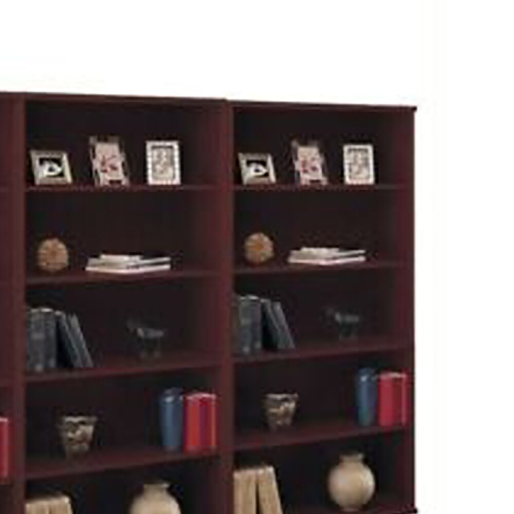 5 Shelf 3 Piece Wall Bookcase Set Mahogany   52 x 63