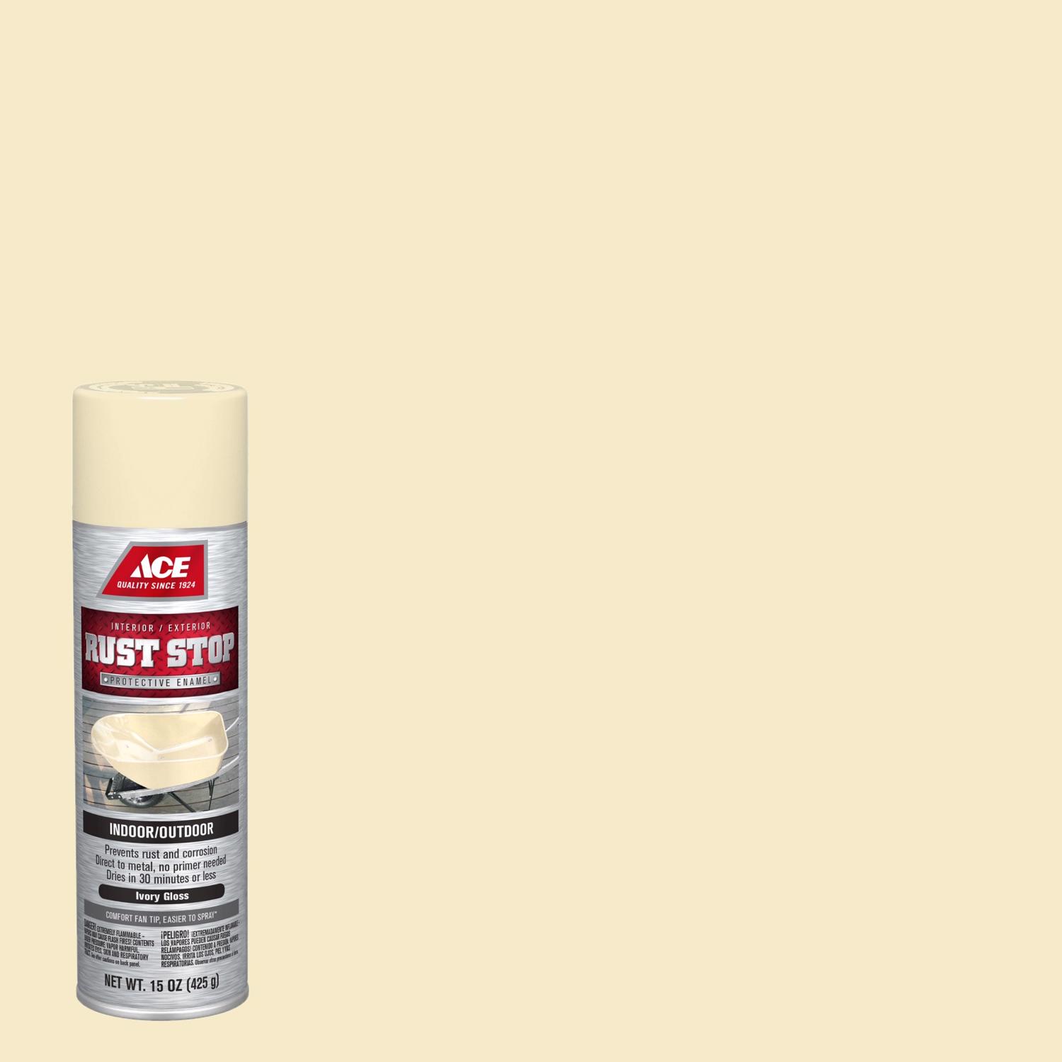 Ace Rust Stop Gloss Ivory Protective Enamel Spray Paint 15 oz