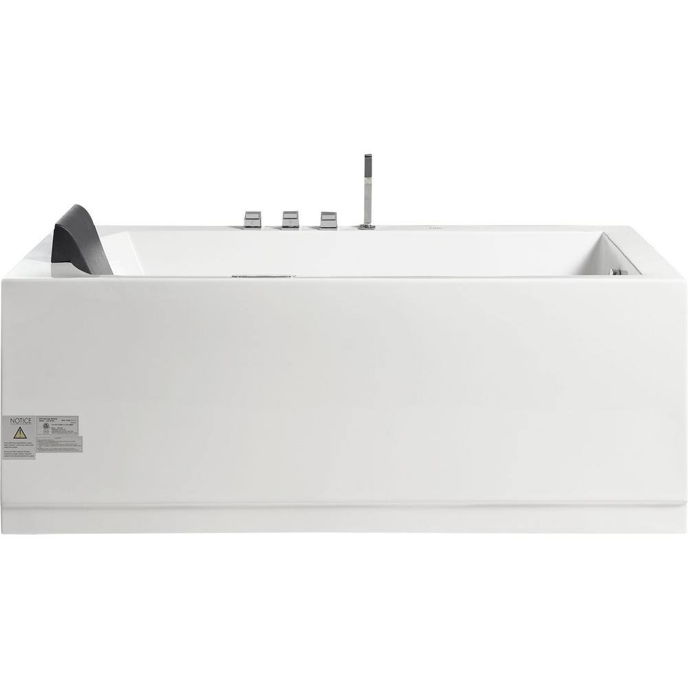 EAGO 60 in. Acrylic Flatbottom Whirlpool Bathtub in White AM154ETL-R5