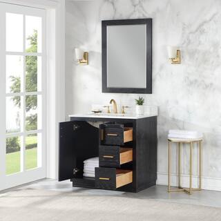 Altair Gazsi 36 in. W x 22 in. D x 34 in. H Bath Vanity in Black Oak with Grain White Composite Stone Top 543036-BO-GW-NM