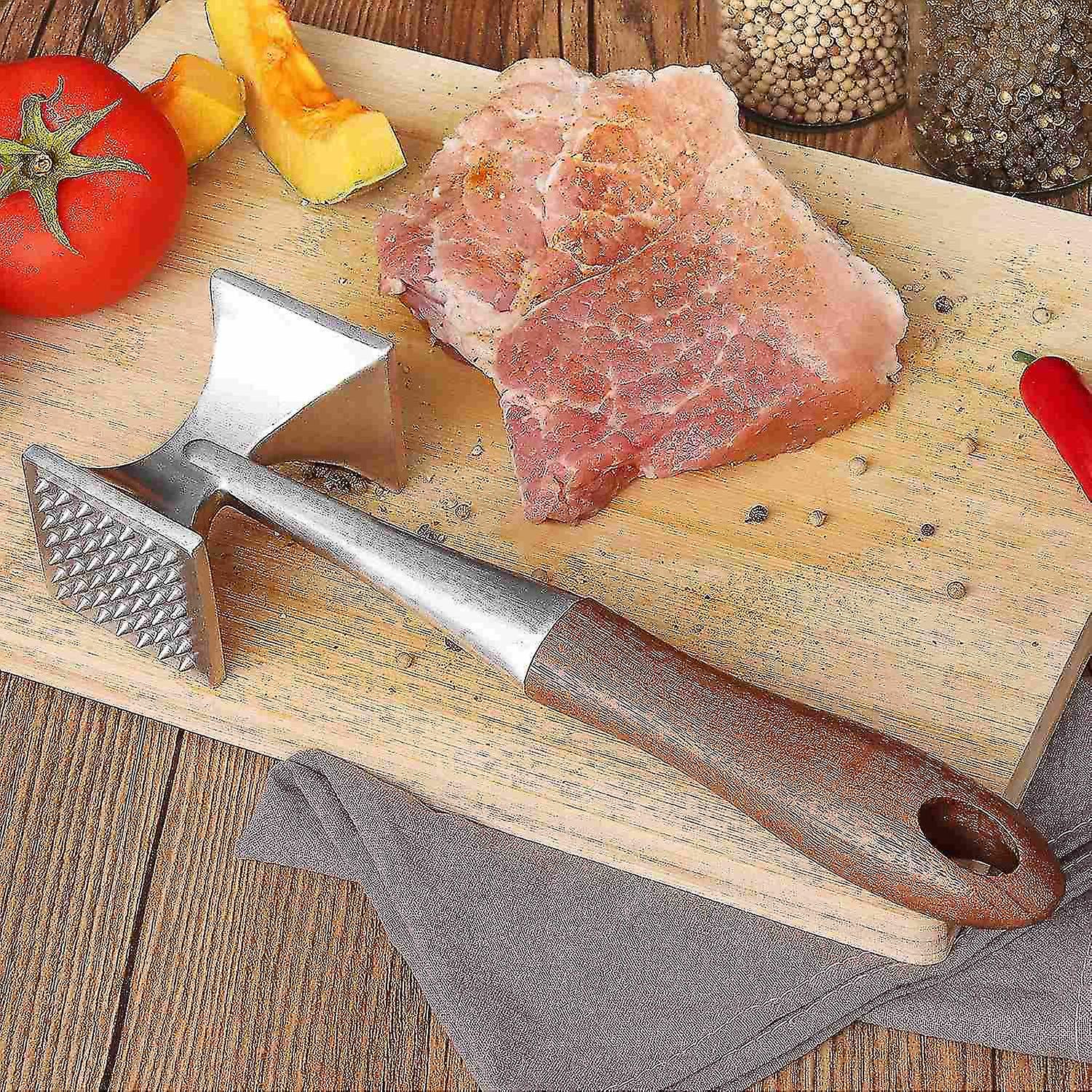 Meat Tenderizer， Meat Hammer， Heavy Duty Steak Hammer With Wooden Handle And Food-grade Zinc Alloy，