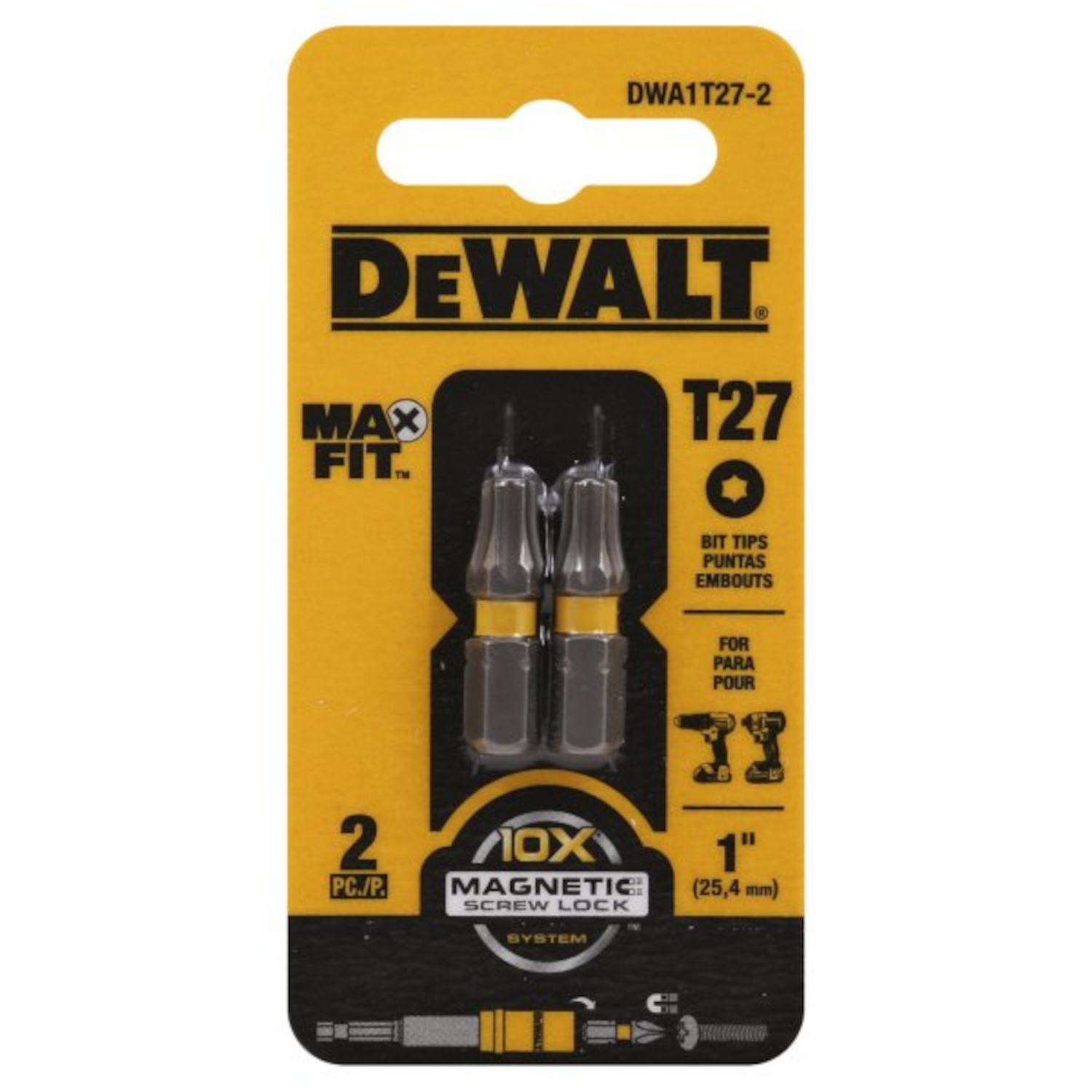 DW Max Fit Torx T27 X 1 in. L Insert Bit S2 Tool Steel 2 pc