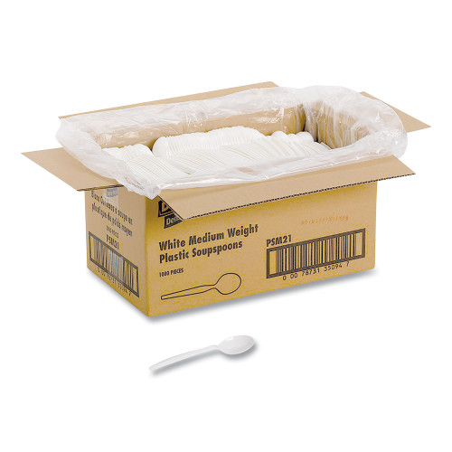 Dixie Plastic Cutlery， Mediumweight Soup Spoons， White， 1，000/Carton (PSM21)