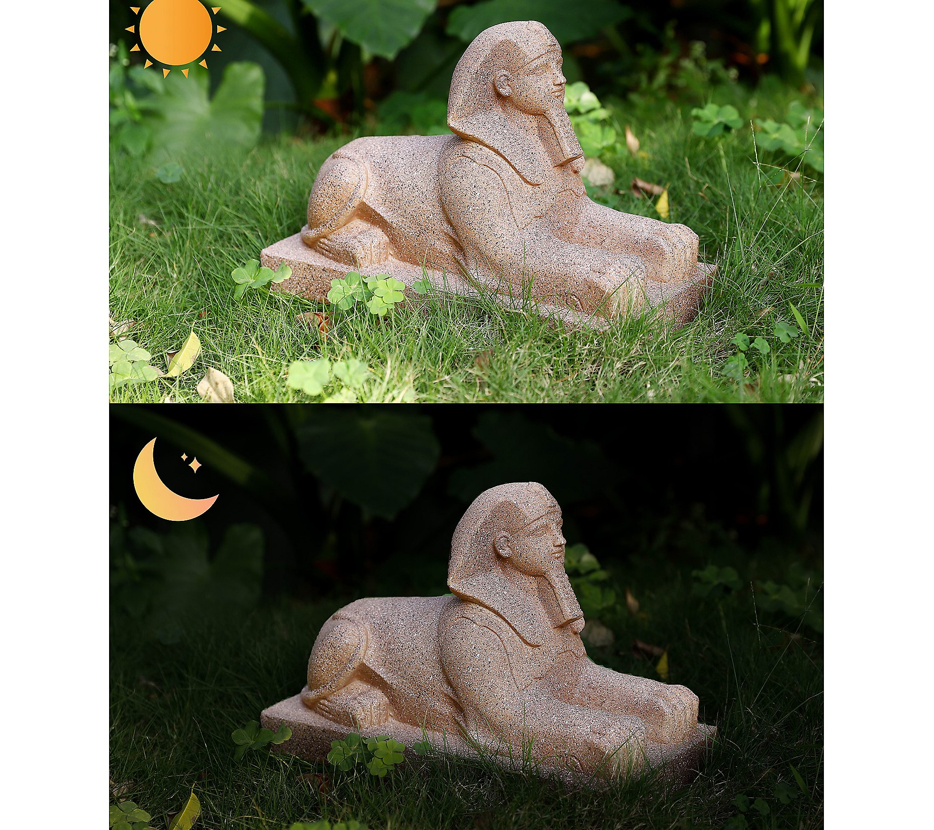 Techko Sphinx Statue with Solar Spotlight