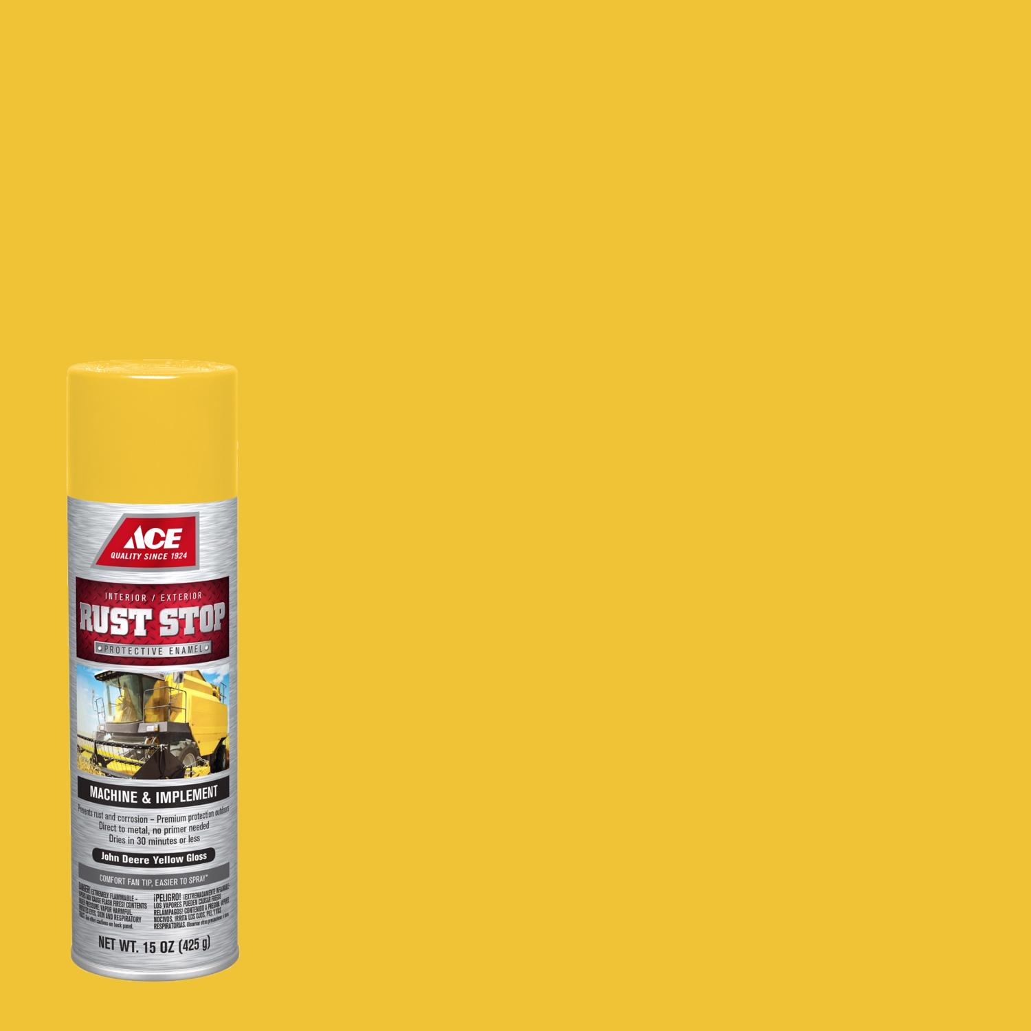 Ace Rust Stop Machine \u0026 Implement Gloss John Deere Yellow Protective Enamel Spray Paint 15 oz