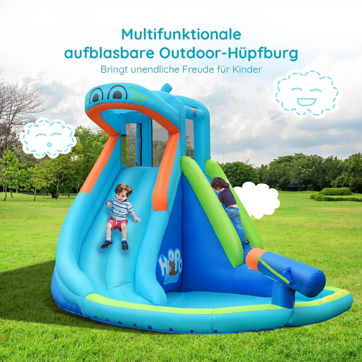 Inflatable Water Slide, Hippo Themed Bounce Hous