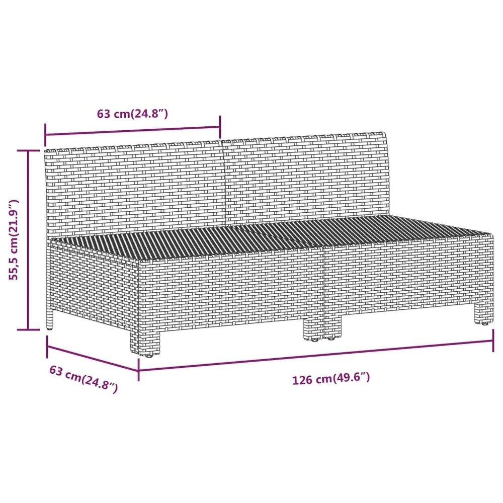 vidaXL 2 Seater Patio Sofa with Cushions Gray Poly Rattan