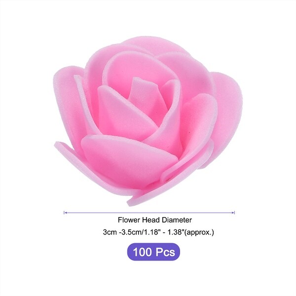 Artificial Rose Flower Heads PE Mini Faux Flowers for DIY Craft 100Pcs