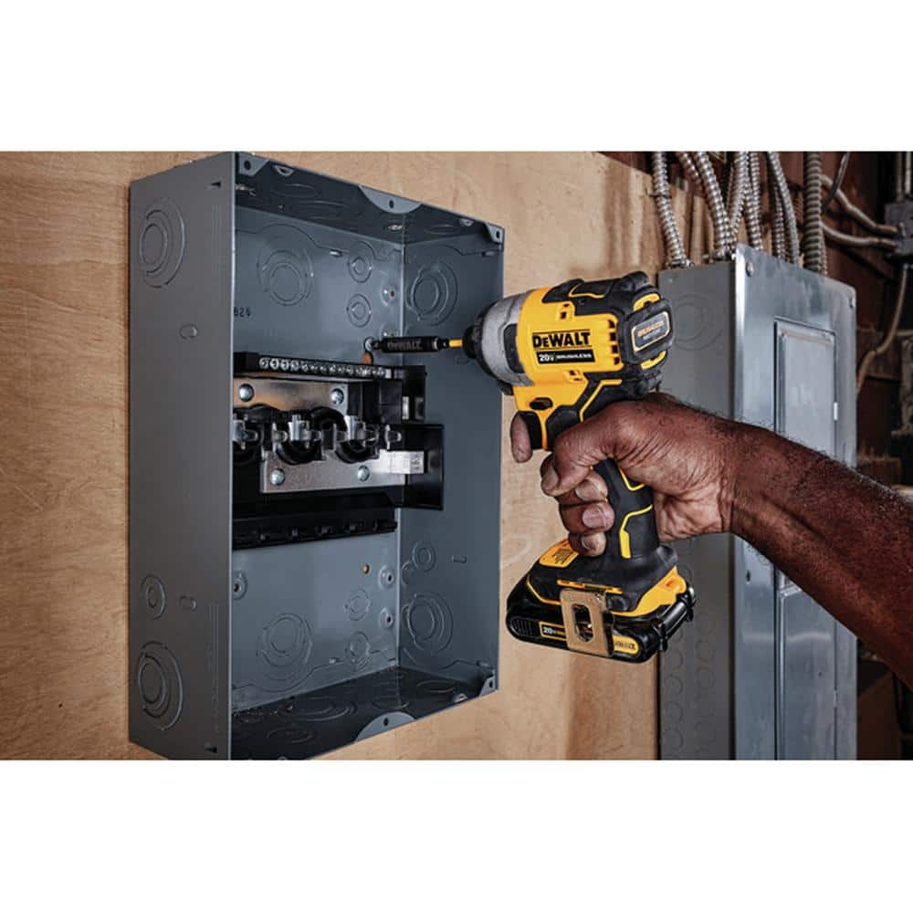 DEWALT ATOMIC 20V MAX Cordless Brushless Compact 1/4 in. Impact Driver, (2) 20V 1.3Ah Batteries, Charger, and Bag DCF809C2