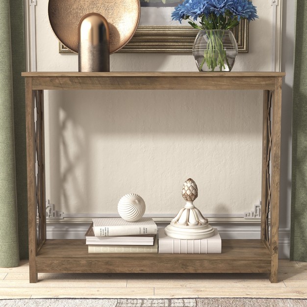 Galano Heron 38 1 In Standard Rectangle Wood Console Table In Knotty Oak Dusty Gray Oak