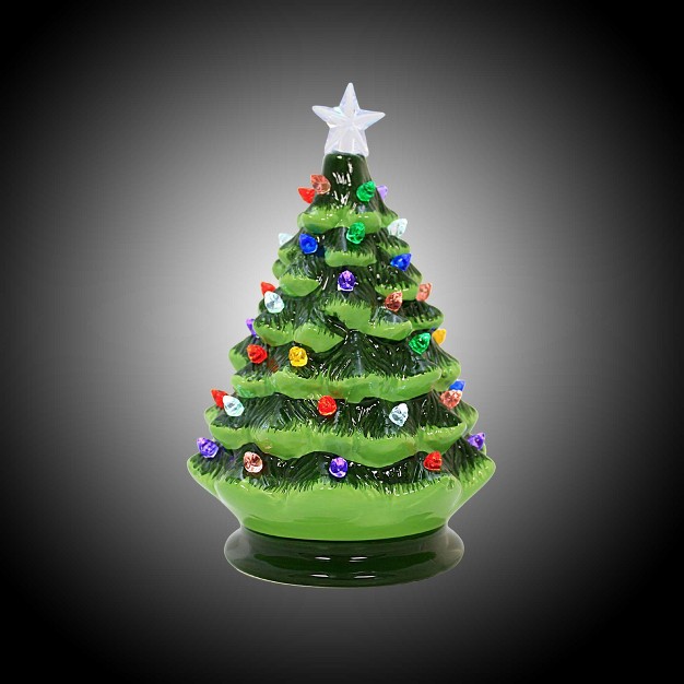 Roman Vintage Green Twinkle Tree One Led Tree 8 0 Inches Star Led Christmas Multi 135400 Ceramic Green