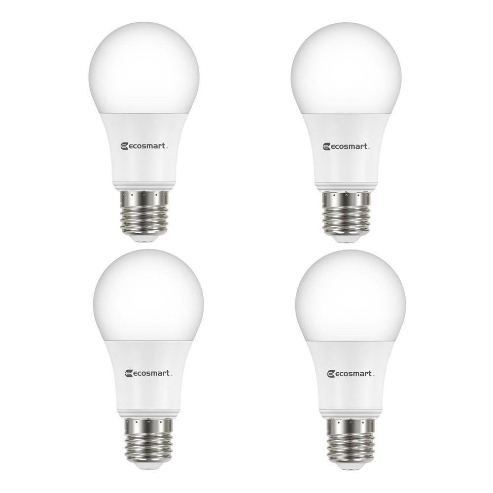 EcoSmart 60-Watt Equivalent A19 Dimmable Energy Star LED Light Bulb Soft White (4-Pack) A810SS-Q1D-01