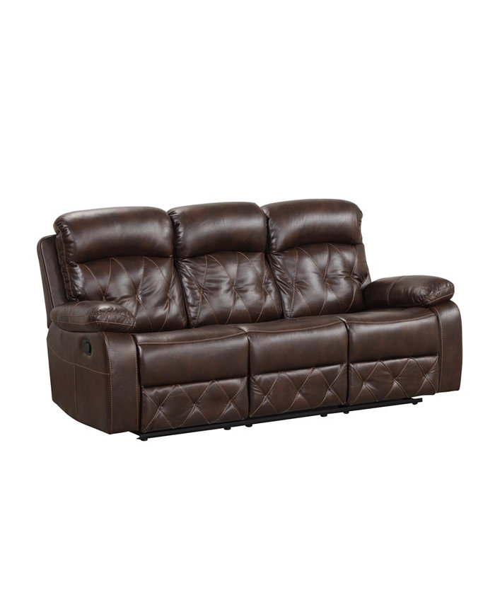 Furniture of America Wallace 84 Faux Leather Manual Recliner Sofa