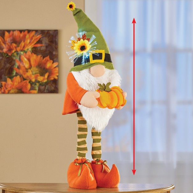 Collections Etc Extendable Fiber Optic Fall Gnome Porch Greeter 11 X 7 X 36