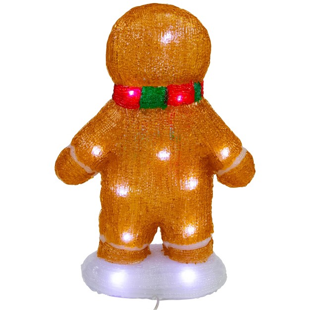 Led Lighted Acrylic Gingerbread Man With Scarf Outdoor Christmas Decoration