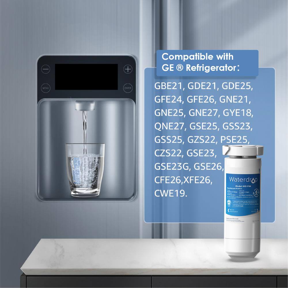 Waterdrop WD-XWF Refrigerator Water Filter Replacement for GE XWF (WR17X30702) NSF 42 Certified 3 Filters (Package may vary) B-WD-F48-3