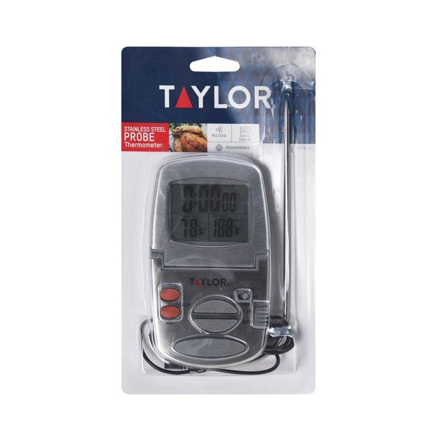 Taylor Programmable Stainless Steel Wire Probe Kitchen Meat Cooking Thermometer