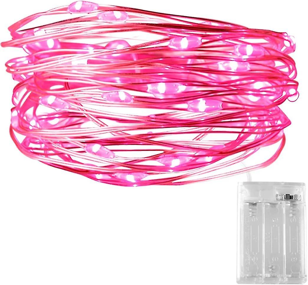 Pink Fairy Lights， 50 Led Battery Operated Pink Led Lights For Girls Bedroom Valentines Decorations Christmas Birthday