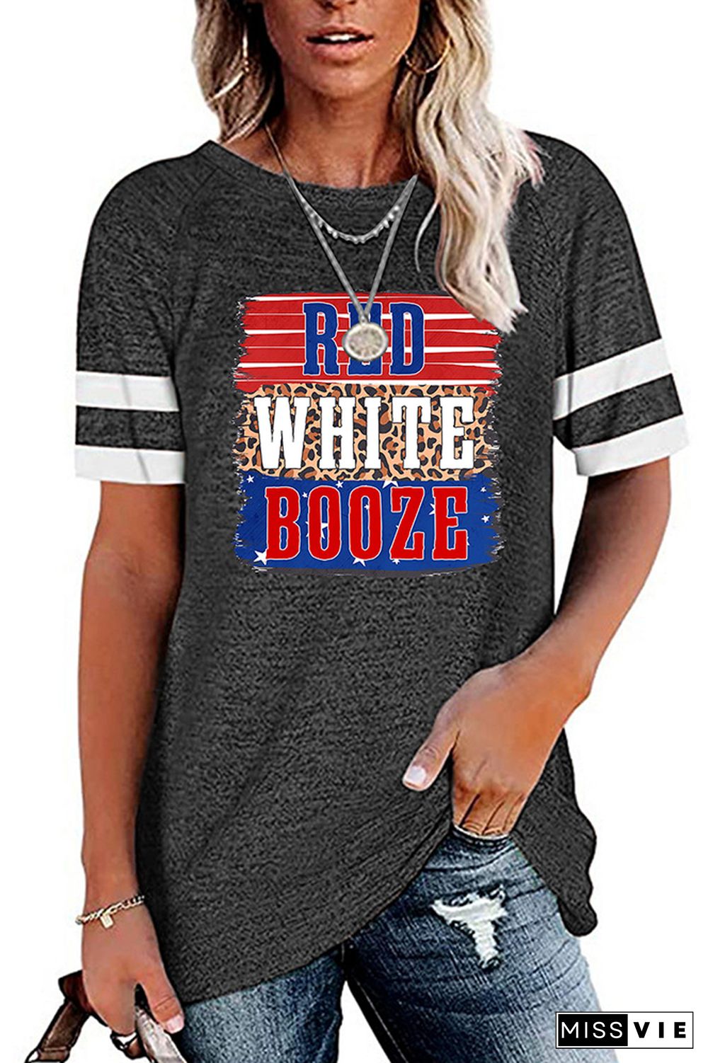 Red White & Booze Print Tee Wholesale