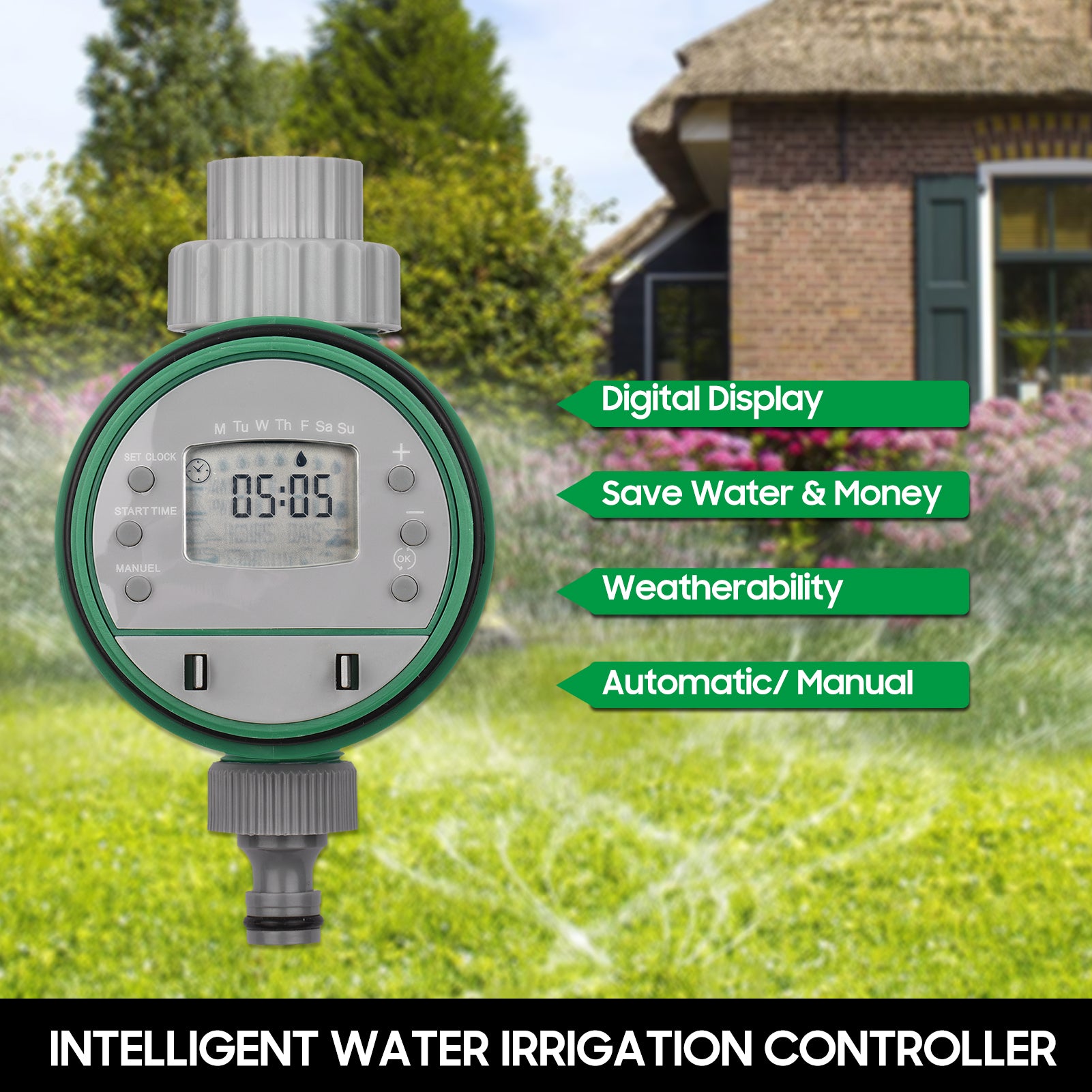 OWSOO Digital Automatic Watering Timer Programmed Garden Irrigation Timer Battery Operated Intelligent Water Irrigation Controller for Lawn Farmland Courtyard Greenhouse