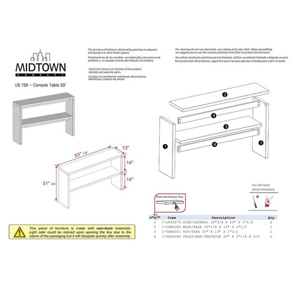 Midtown Concept Console Table with Storage 1-Shelf Sofa Table Modern Entryway Table