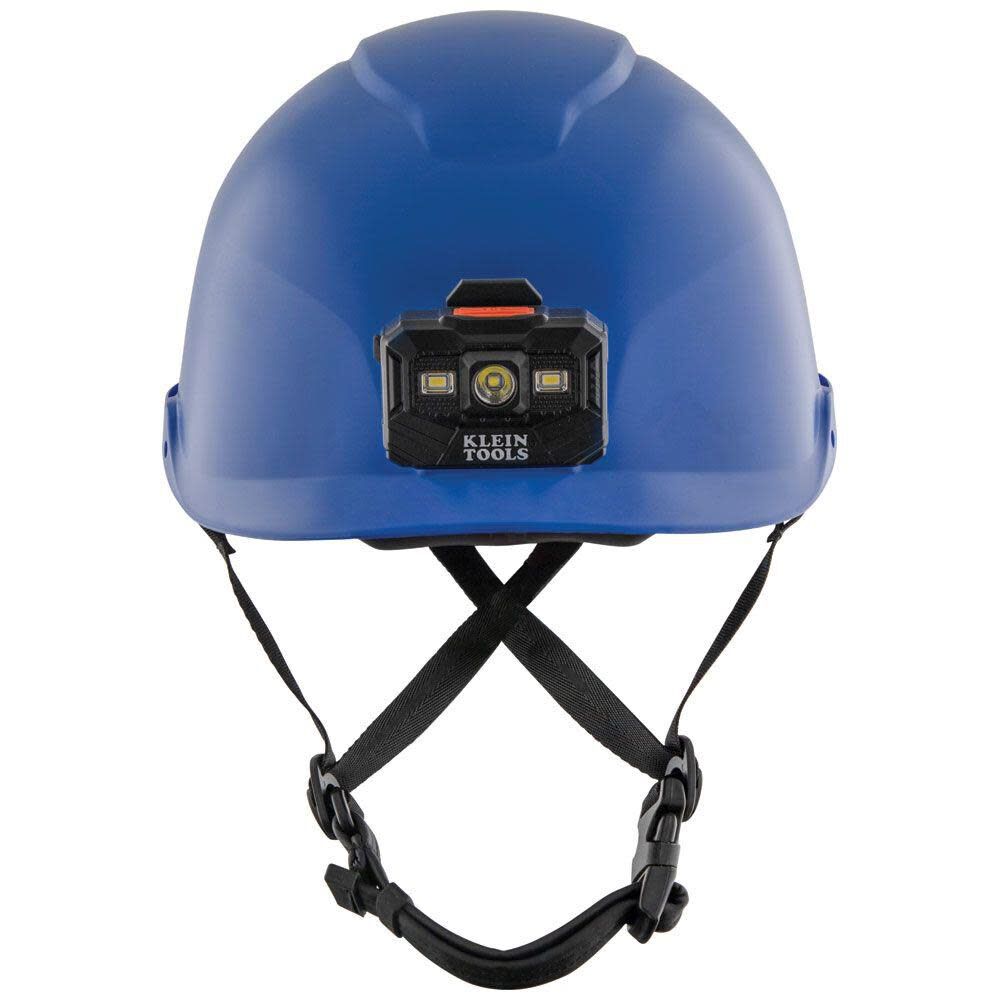 Klein Tools Safety Helmet Non-Vented-Class E with Rechargeable Headlamp Blue 60148 from Klein Tools