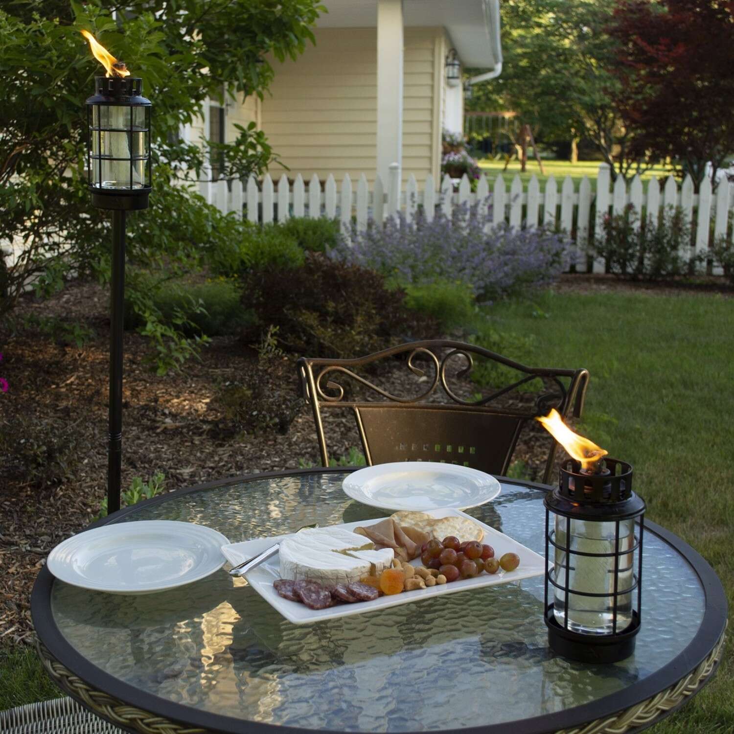 TIKI Convertible Black Metal 65 in. Lantern Outdoor Torch 1 pk