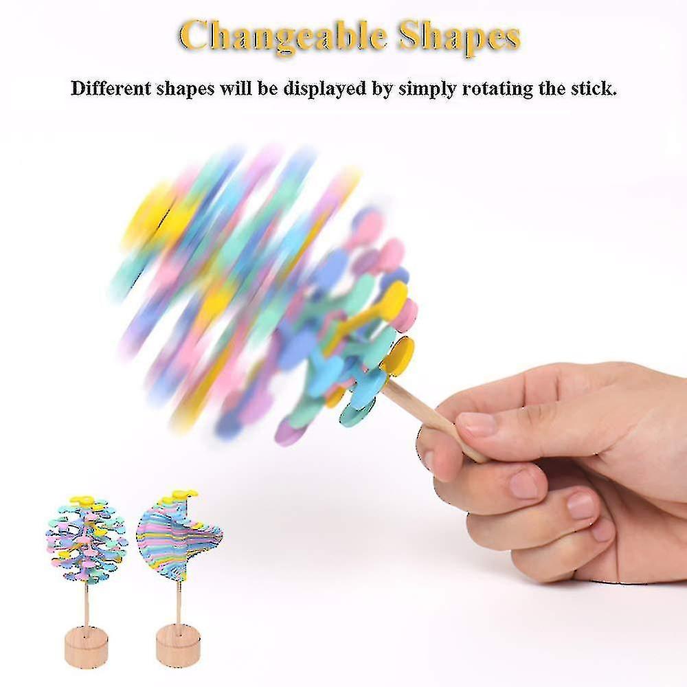 Wooden Helicone Spinning Wand Rotating Lollipop Stress Relief Toy Kids Adult Gift